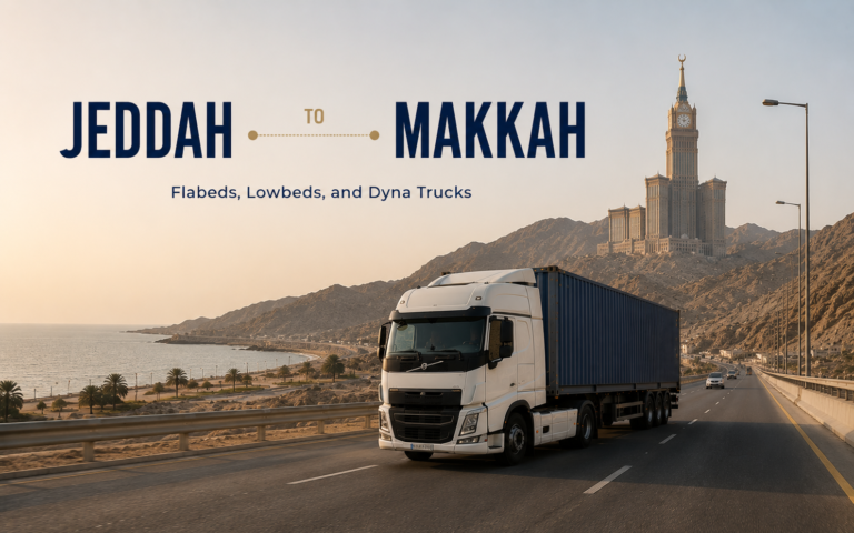 Truck hire Jeddah to Makkah Saudi Arabia — construction materials and supply transport hire KSA, Jeddah Makkah vehicle hire — refrigerated truck flatbed and Dyna for industrial cargo and food supply KSA