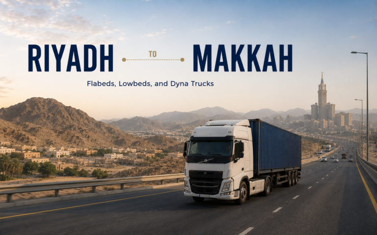 Truck hire Riyadh to Makkah Saudi Arabia — construction materials and food supply transport hire KSA, Riyadh Makkah vehicle hire — flatbed refrigerated and curtainsider trailer for cargo transport Saudi Arabia