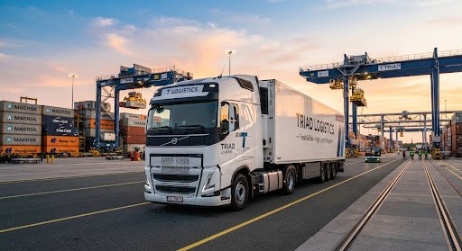 Triad Logistics Commercial Box Truck at Port Terminals